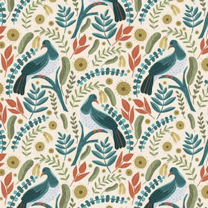Make Your Own Beeswax Wraps: Bird Stories: Kereru pure cotton fabric