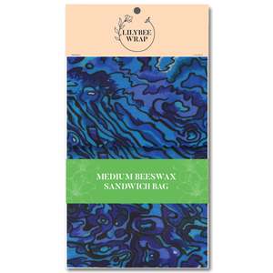 Lilybee Wrap Beeswax Food Bags: Paua Blue - medium sandwich bag