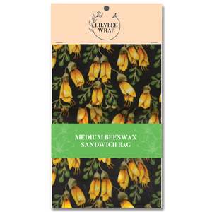 Lilybee Wrap Beeswax Food Bags: Kowhai Gold - medium sandwich bag