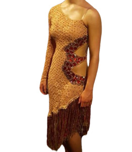 Tan and Red Latin Dress Step Beyond Studios