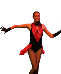 Black Leotard w' Red Sequin Tail Step Beyond Studios