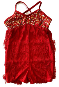 Red Sequin Tassel Jumpsuit Step Beyond Studios