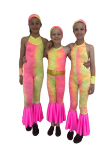 Products: Pink & Yellow Flare Jumpsuit Step Beyond Studios