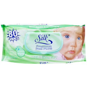 Groceries: Silk Baby Wipes Thick Fragrance Free 80s