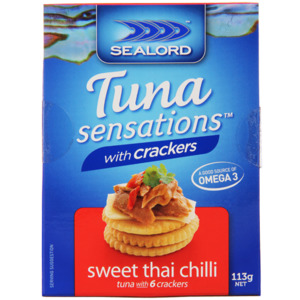 Groceries: Sealord Tuna Sensations Tuna with Crackers Sweet Thai Chilli 113g