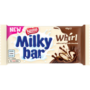 Novelty Bars: Nestle Milkybar Whirl Chocolate Bar 45G