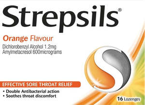 Medicines: Strepsils Lozenges Orange 16s