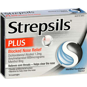 Medicines: Strepsils Plus Blocked Nose Lozenges 16pk