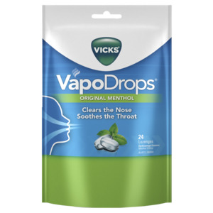 Medicines: Vicks VapoDrops Original Menthol Lozenges 24pk