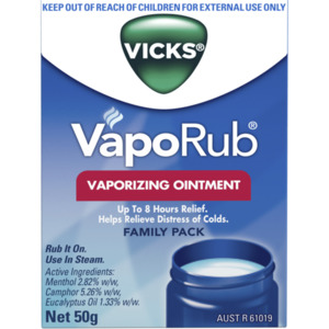 Vicks VapoRub Vaporizing Ointment Decongestant Chest Rub 50g