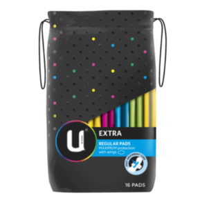 Convenience: U By Kotex Extra Regular Pads With Wings 16pk