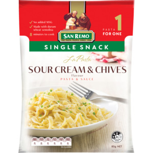 Pasta Rice: San Remo La Pasta Single Snack Sour Cream & Chives Pasta & Sauce 80g