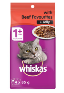 Cat Dog Food: Whiskas Beef in Jelly Wet Cat Food Pouches 4pk