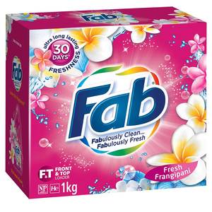 Household: Fab Laundry Powder Frangipani Front & Top