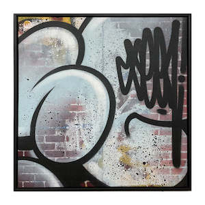 Seen Limn Gallery Urban Art Nz: SEEN - Blue Square Bubble Tag