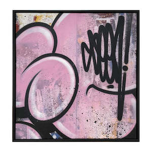 Seen Limn Gallery Urban Art Nz: SEEN - Pink Square Bubble Tag