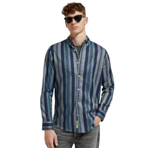 Mens Dress Shirts: Essential Oxford Stripe Blue L/S