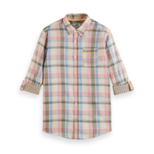 Mens Dress Shirts: Yarn Dye Check Roll Up Shirt - Green