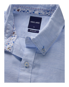 Mens Dress Shirts: Mottle Linen Short Sleeve Classic Shirt