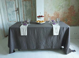 Linen Bedding: Table Cloth Charcoal Brown 100% Linen (2 sizes available)