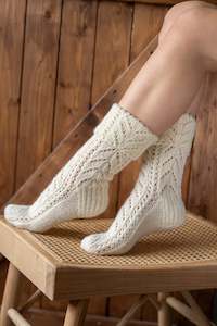 Knitted Wool Socks Winter White