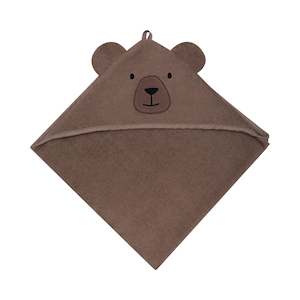 Organic Cotton Teddy Towel With Hood Brown