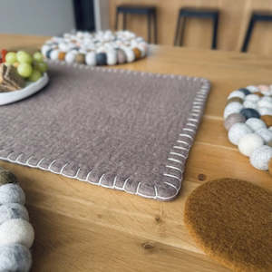 Felt Sheeted Table Runner Blanket Stitch Fawn