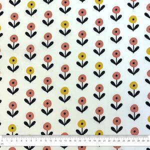 Quilting Fabric: Vintage Flowers Cotton Fabric, Round Floral- Width 112cm