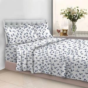 CH 100% Cotton Flannelette Sheet Set, Blossom Blue