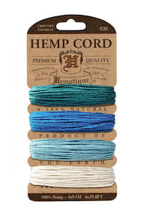 Hemptique Card Cord Set #20, Aquamarine