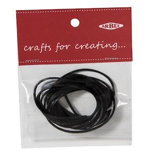 Jewellery Making: Arbee Leather Thonging, 1mm Flat Black- 2m