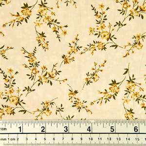 Fabric And Patterns: Printed Cotton Lawn Fabric, White Stems And Flowers- Width 140cm