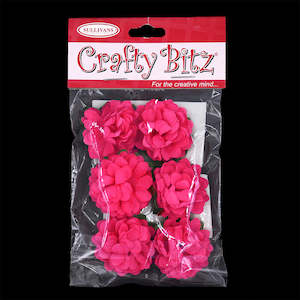 Flowers Feathers And Masks: Crafty Bitz Flower with Stem, Hot Pink- 6pk