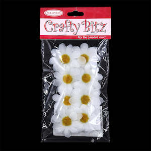Crafty Bitz Daisy Flowers, White- 8pk