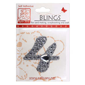 Stick On Bling Number, Cursive 4- 55mm