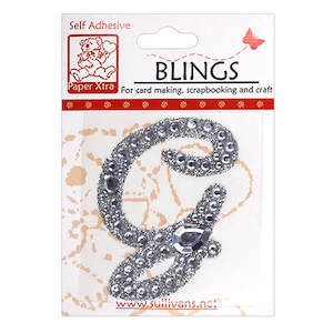 Papercrafts: Stick On Bling Letter, Cursive G- 55mm
