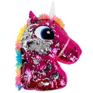 Formr Junior Novelty Cushion, Unicorn with Pink Sequin- 35cm