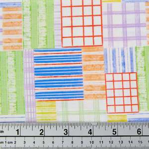 Quilting Fabric: Digital Printed Quilting Fabric, Multi Grid- Width 112cm
