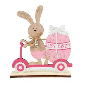 Seasonal: Happy Easter MDF Bunny Decoration, 13.5x4x15.5cm