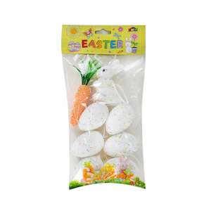 Seasonal: Hanging Easter Bunny with Carrot & 6 Eggs Set