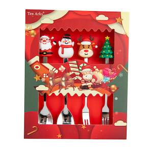 Christmas Novelty Fork And Spoon Set 4