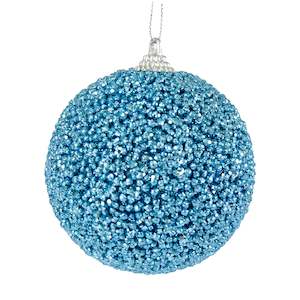 Christmas: Christmas Bauble Hanging Decor, Light Blue - 8cm