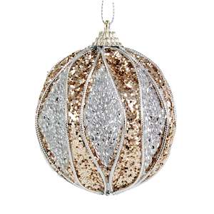 Christmas Bauble Hanging Decor, Champagne - 8cm