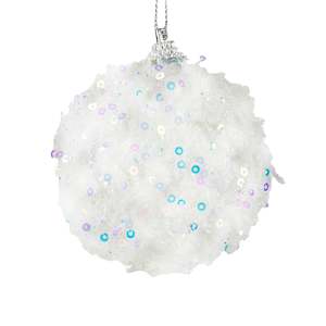 Christmas Bauble Hanging Decor, White - 8cm