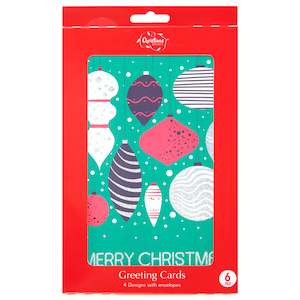 Christmas Greeting Cards 6pk, 90x180mm