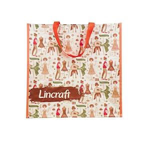 Home: Lincraft Polypropylene Bag, Sewing Print Orange Handles