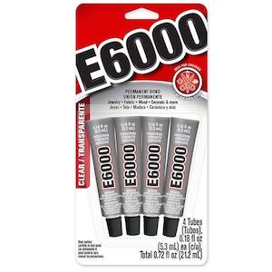 Adhesives: E6000 Permanent Bond Mini Tubes, 5.3ml Clear- 4pk