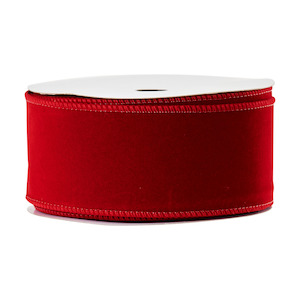 Papercrafts: Christmas Wired Velvet Ribbon, Red- 2.5inx20m