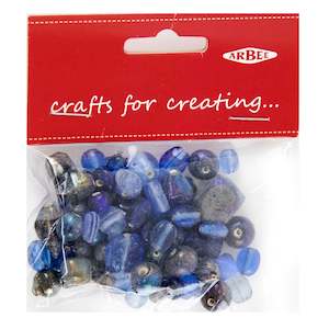 Beads And Findings: Arbee Glass Beads Mix, Blue- 50g