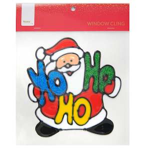 Christmas Novelty: Christmas Window Cling, Santa Glitter Hoho- 20x0.16x20cm